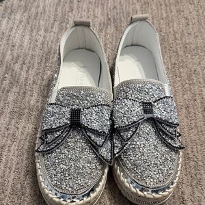 Elegant Silver Glitter Loafers
